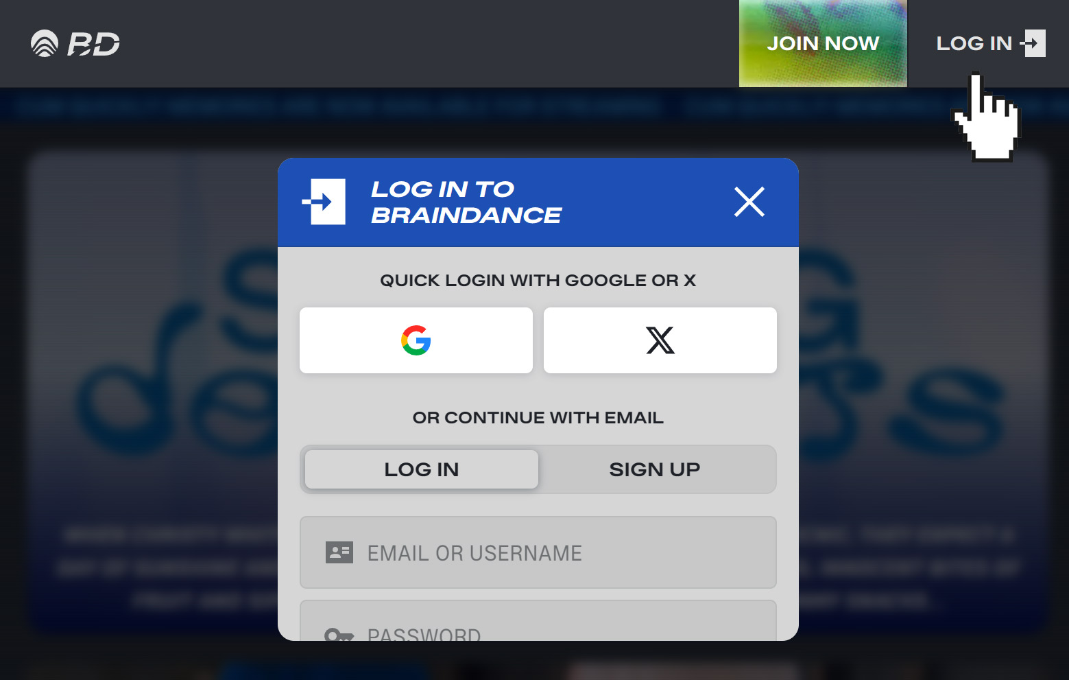 how to signup and login to BraindanceVR